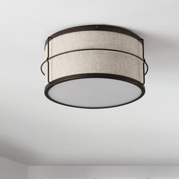 Evan 14" Rustic Farmhouse Iron LED Flush Mount - JONATHAN Y